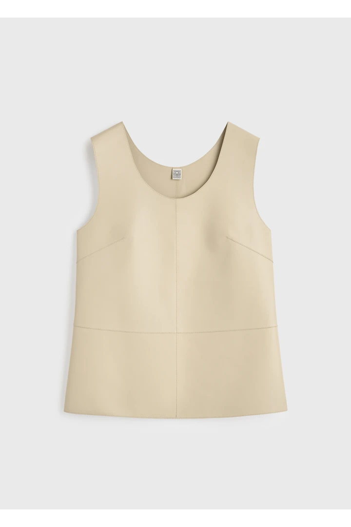 TOTEME default image 10 of 크림 in 스쿠프 넥 레더 탑 샌드