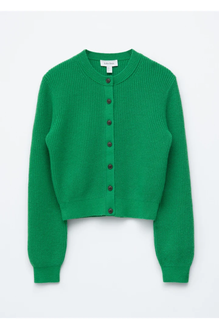 앤아더스토리즈 립 니트 가디건의 그린컬러 Product입니다.