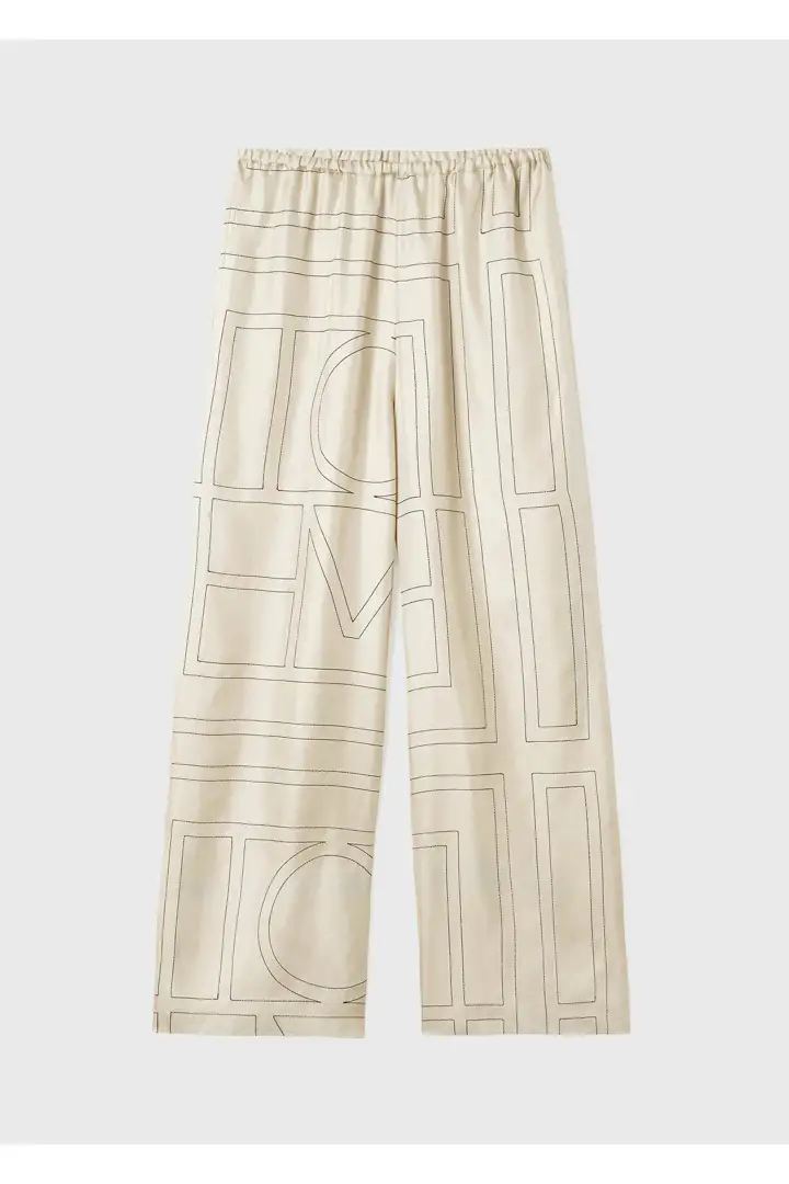 TOTEME default image 2 of 크림 in 모노그램 실크 PJ 바텀 아이보리