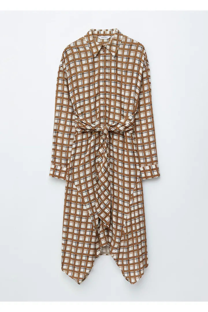 &OS image Style With default 0 of null in 타이 디테일 미디 셔츠 드레스