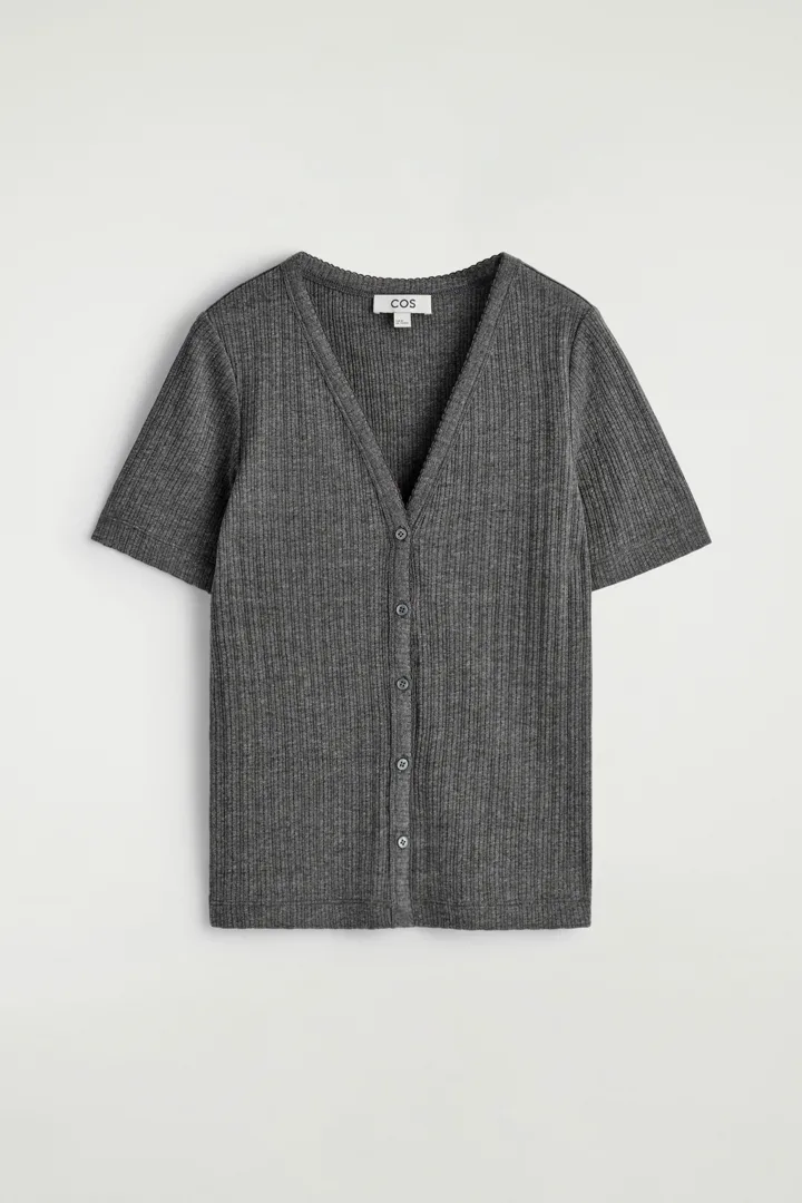 COS default image 7 of 그레이 in 포인텔 니트 쇼트 슬리브 가디건