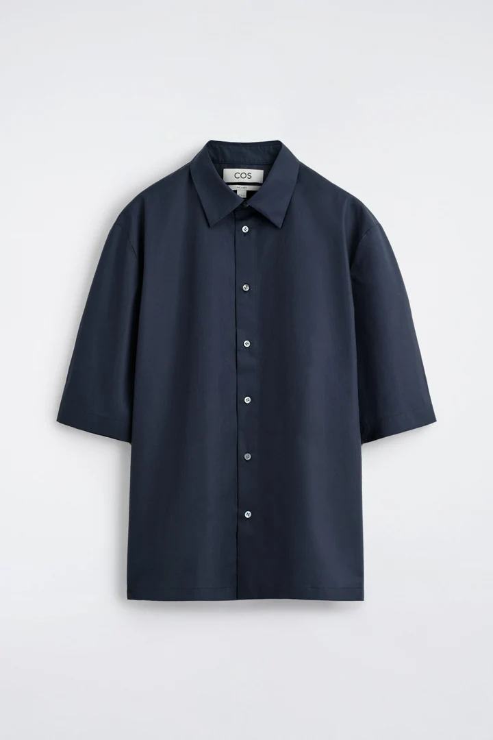 COS default image 29 of 블루 in 쇼트 슬리브 코튼 셔츠