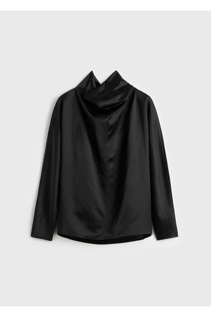 카울 넥 블라우스 블랙
