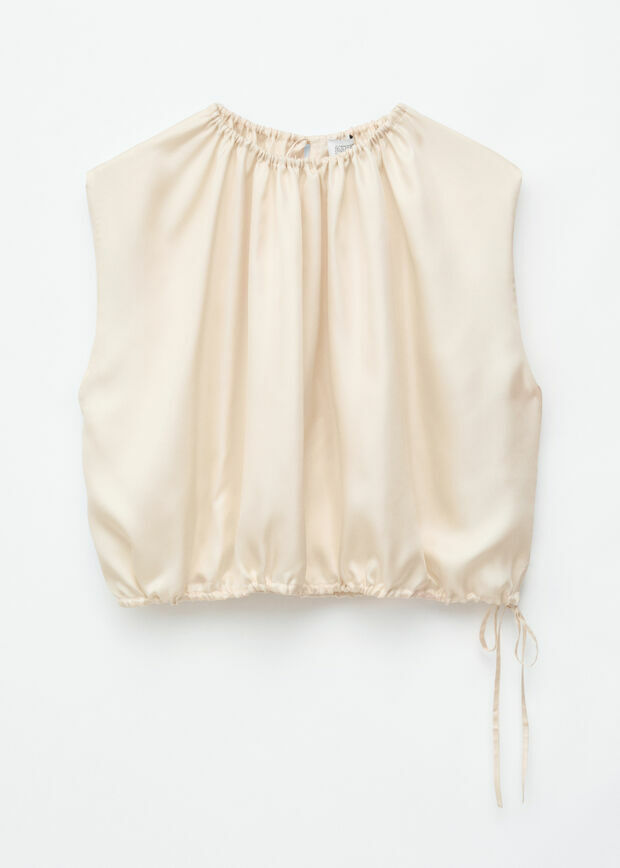 앤아더스토리즈 드로스트링 실크 탑 의 오프 화이트컬러 Product입니다.