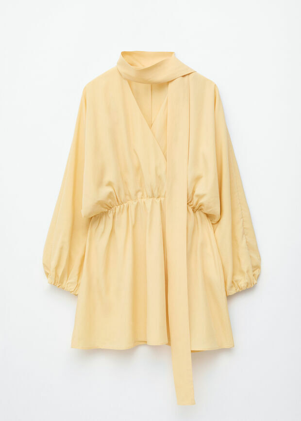 앤아더스토리즈 스카프 디테일 랩 미니 드레스 의 옐로우컬러 Product입니다.