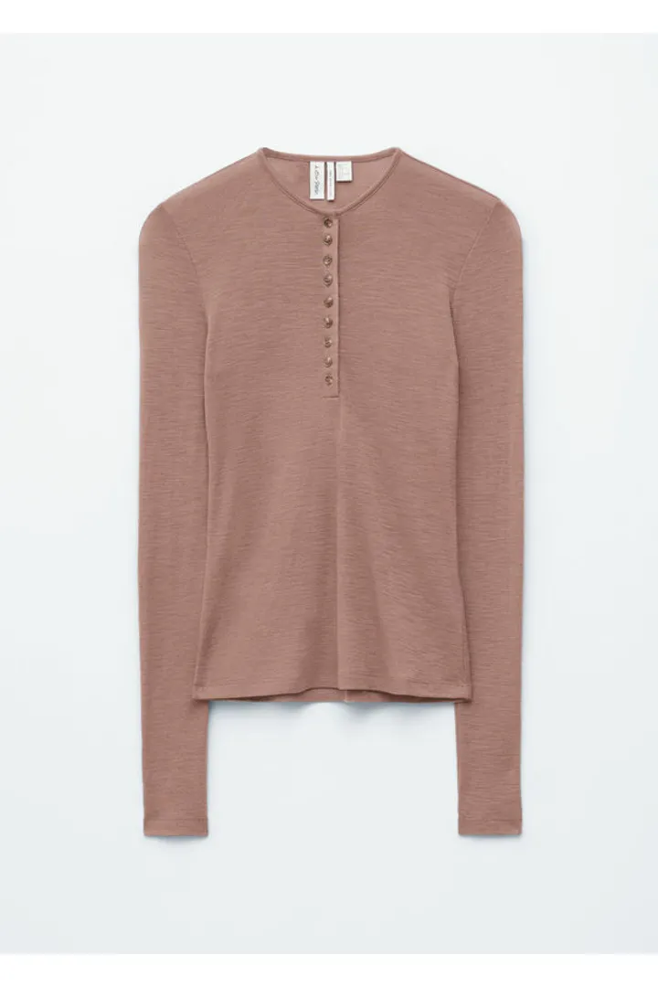 앤아더스토리즈 하프 플라켓 메리노 울 탑의 브라운 멜란지컬러 Product입니다.