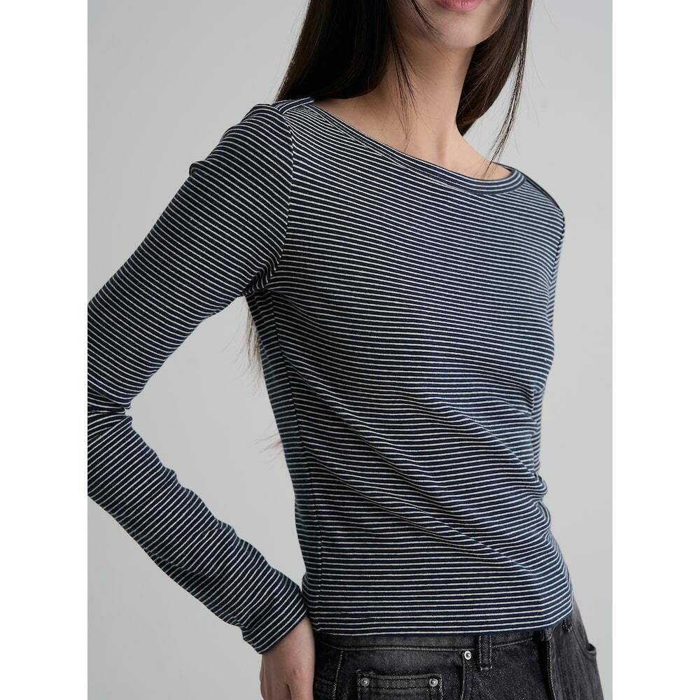 삼성물산 패션부문 [현대백화점] 스트라이프 보트넥 저지탑 - 네이비 (356241SMDR)