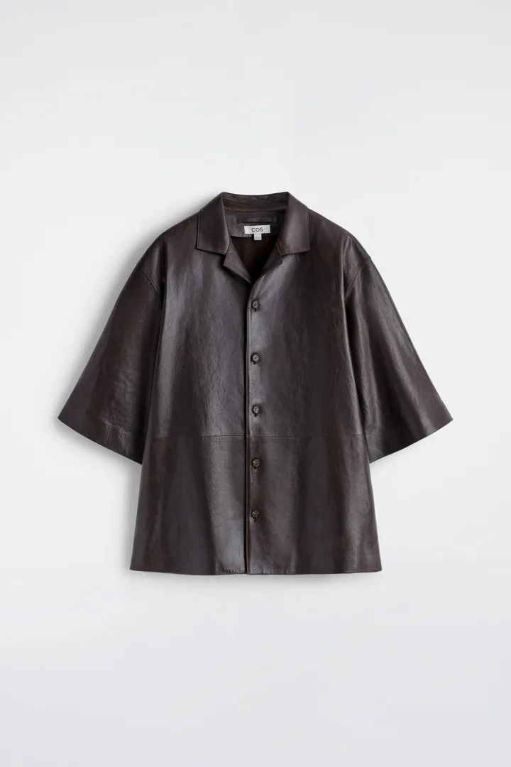 COS default image 0 of 브라운 in 텍스처드 레더 셔츠