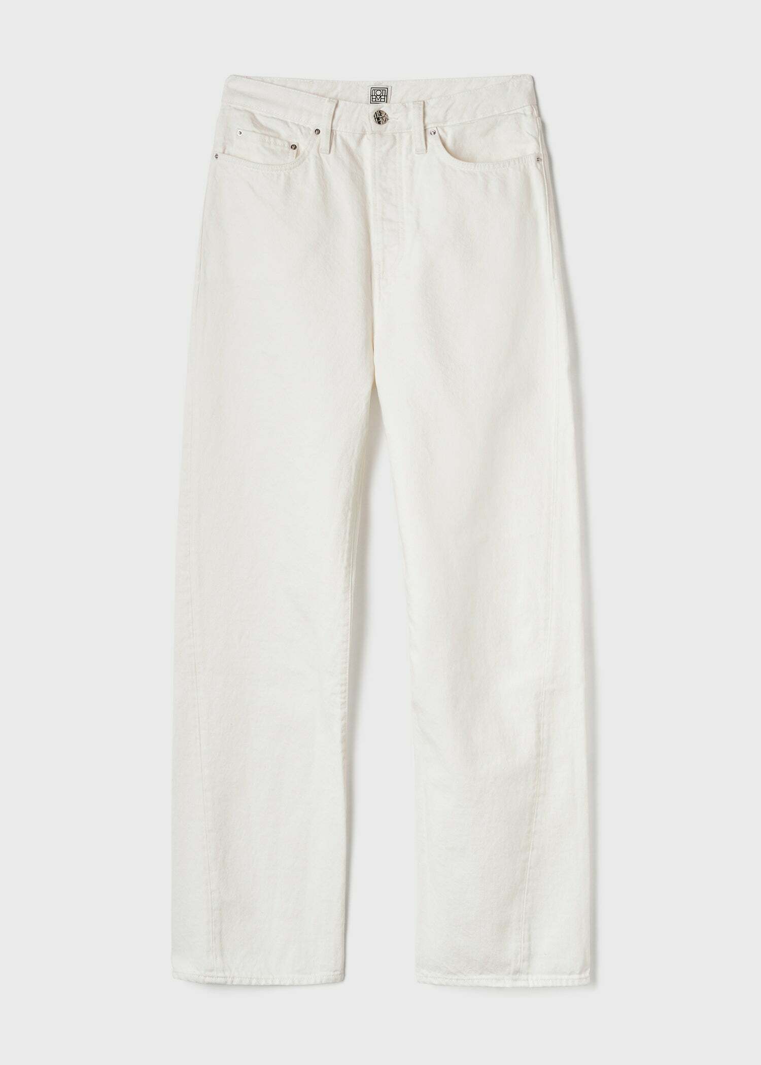 트위스티드 심 데님 풀 렝스 오프 화이트