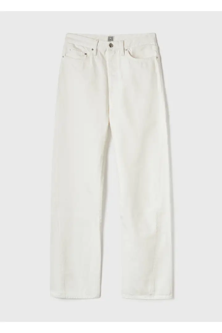 트위스티드 심 데님 풀 렝스 오프 화이트