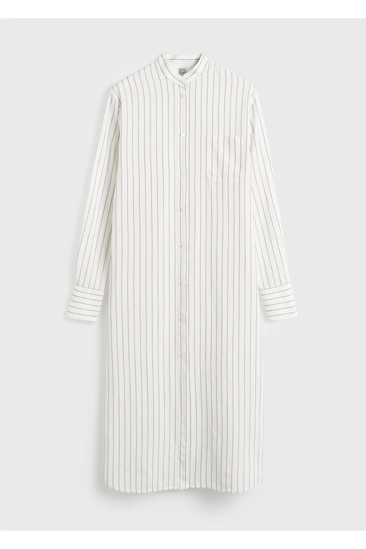 TOTEME 스트라이프 썸머 튜닉 화이트/오이스터의 화이트/오이스터컬러 4번쨰 이미지입니다.