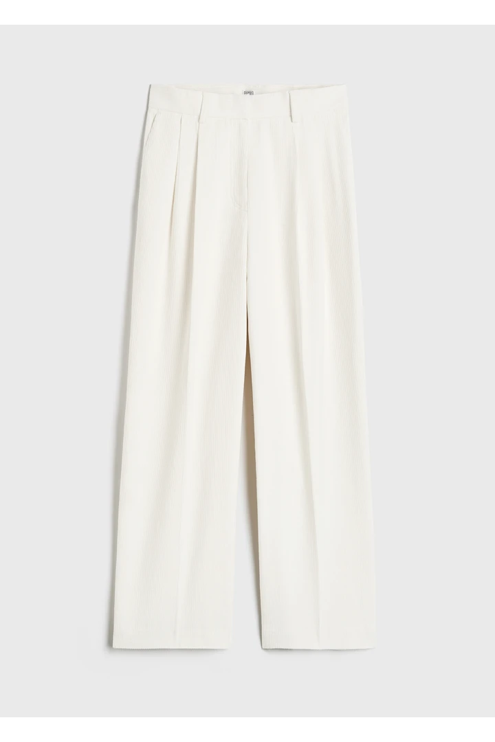 실크 코튼 코드 트라우저 머랭