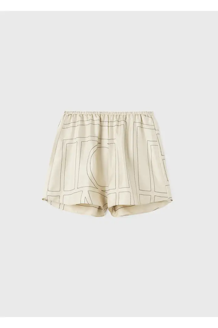 TOTEME default image 3 of 크림 in 모노그램 실크 PJ 쇼츠 아이보리