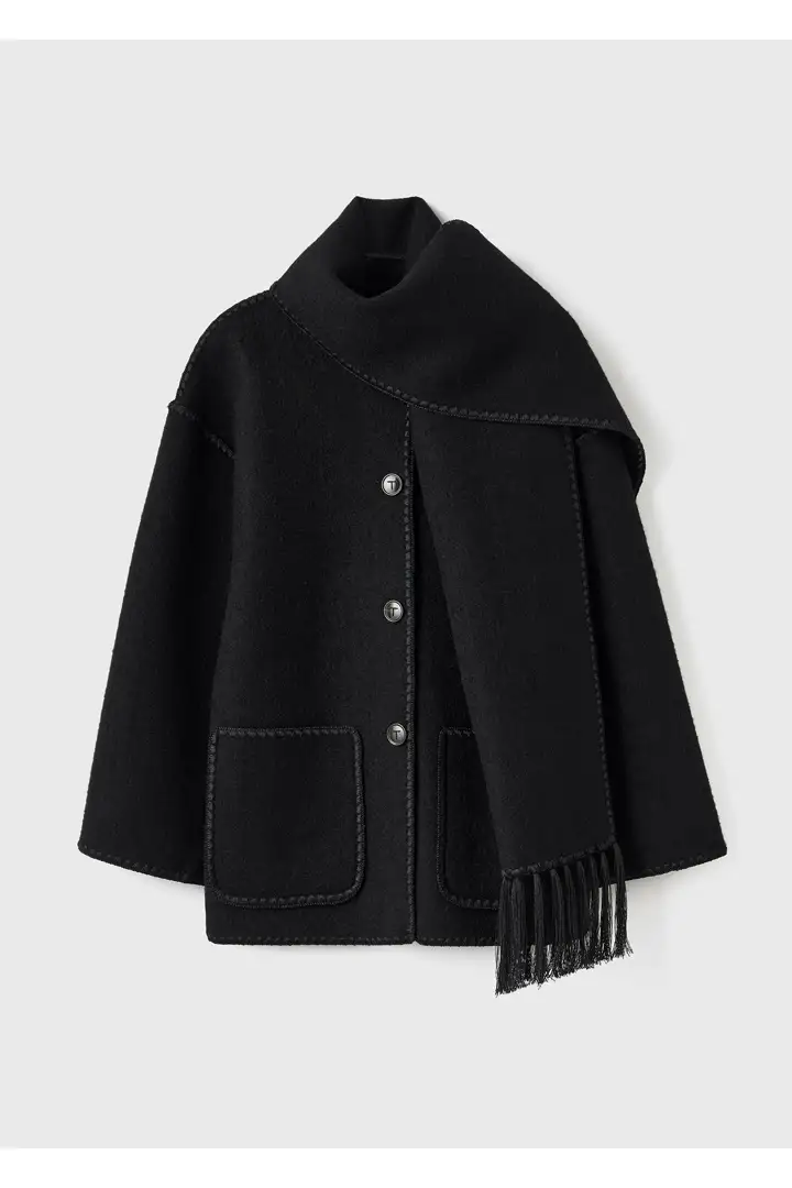 TOTEME 엠브로이더드 스카프 재킷 블랙의 블랙컬러 6번쨰 이미지입니다.