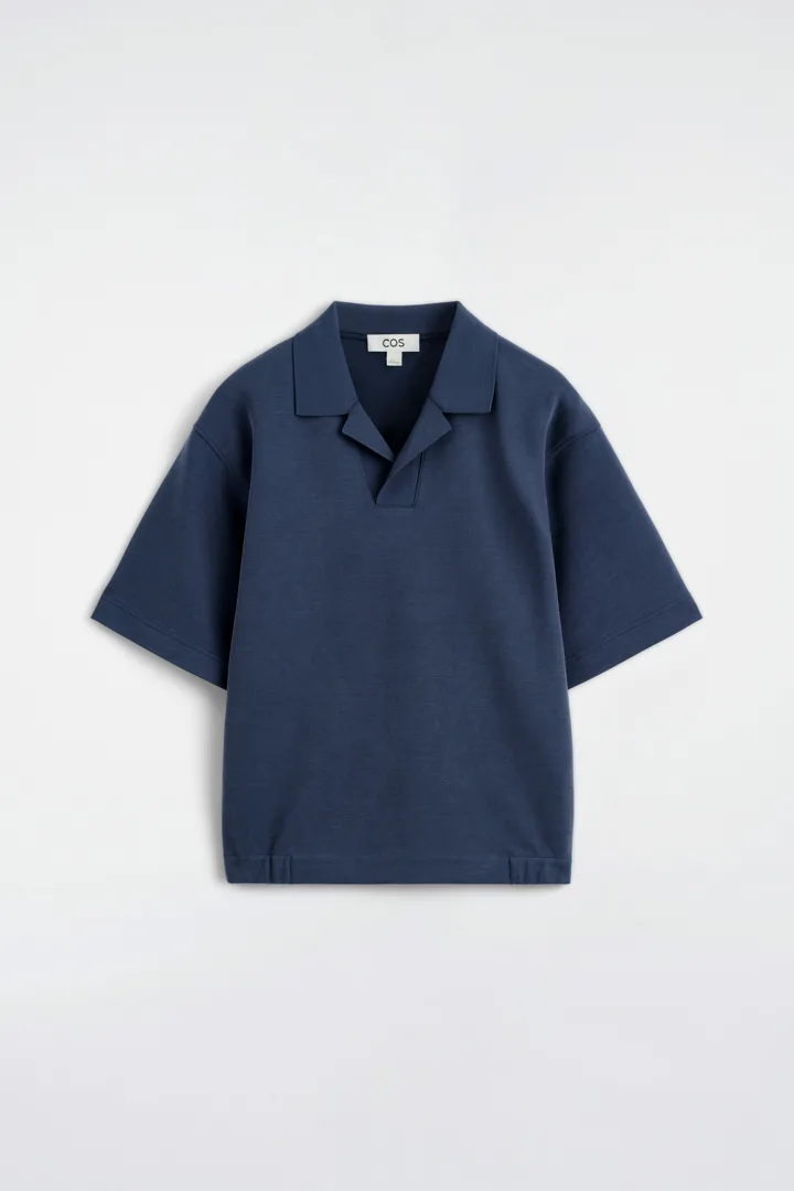 COS default image 21 of 블루 in 저지 본딩 코튼 트윌 폴로 셔츠