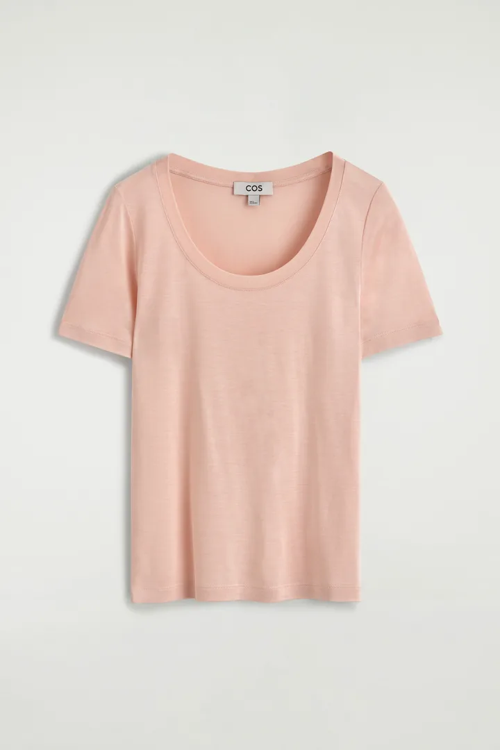 COS default image 4 of 핑크 in 슬림 실크 티셔츠