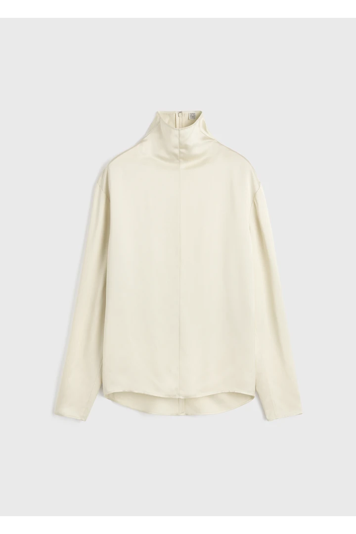 슬라우치 넥 블라우스 에크루