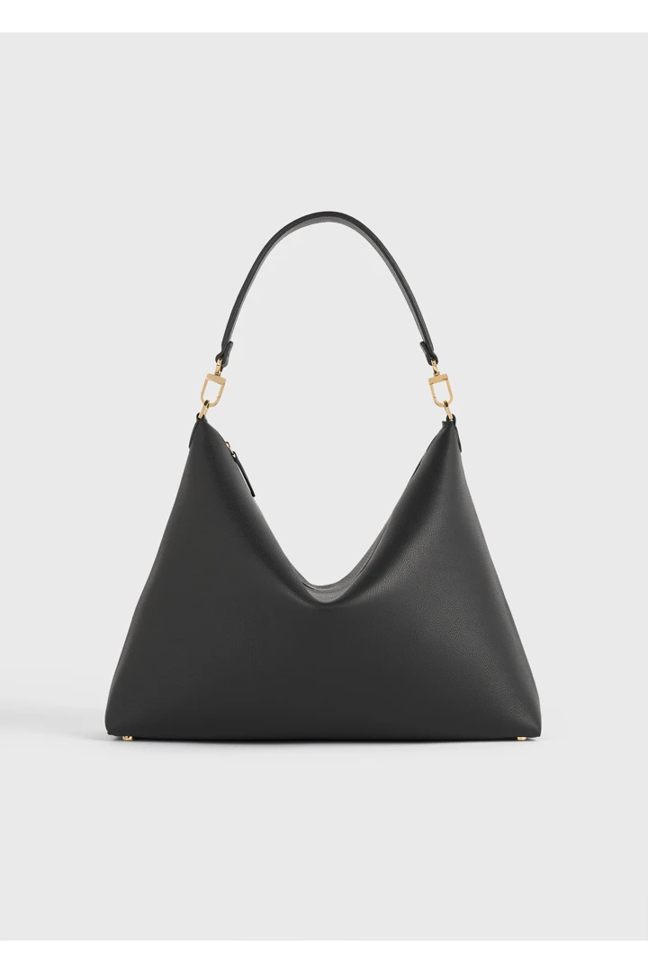 미디엄 베벨 그레인드 레더 백 블랙