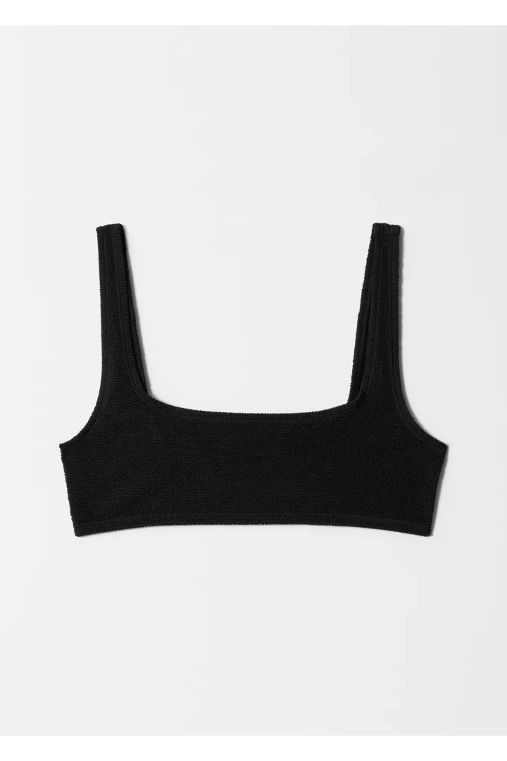 앤아더스토리즈 텍스처드 스퀘어 넥 비키니 탑의 블랙컬러 Product입니다.