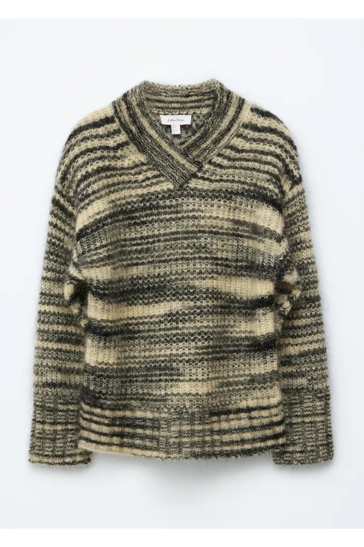 앤아더스토리즈 모헤어 블렌드 V 넥 스웨터의 블랙-베이지 멜란지컬러 Product입니다.