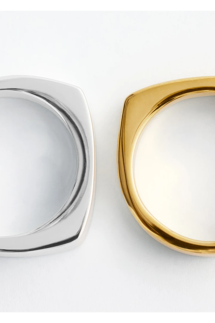 앤아더스토리즈 2팩 링 세트의 골드, 실버컬러 Product입니다.