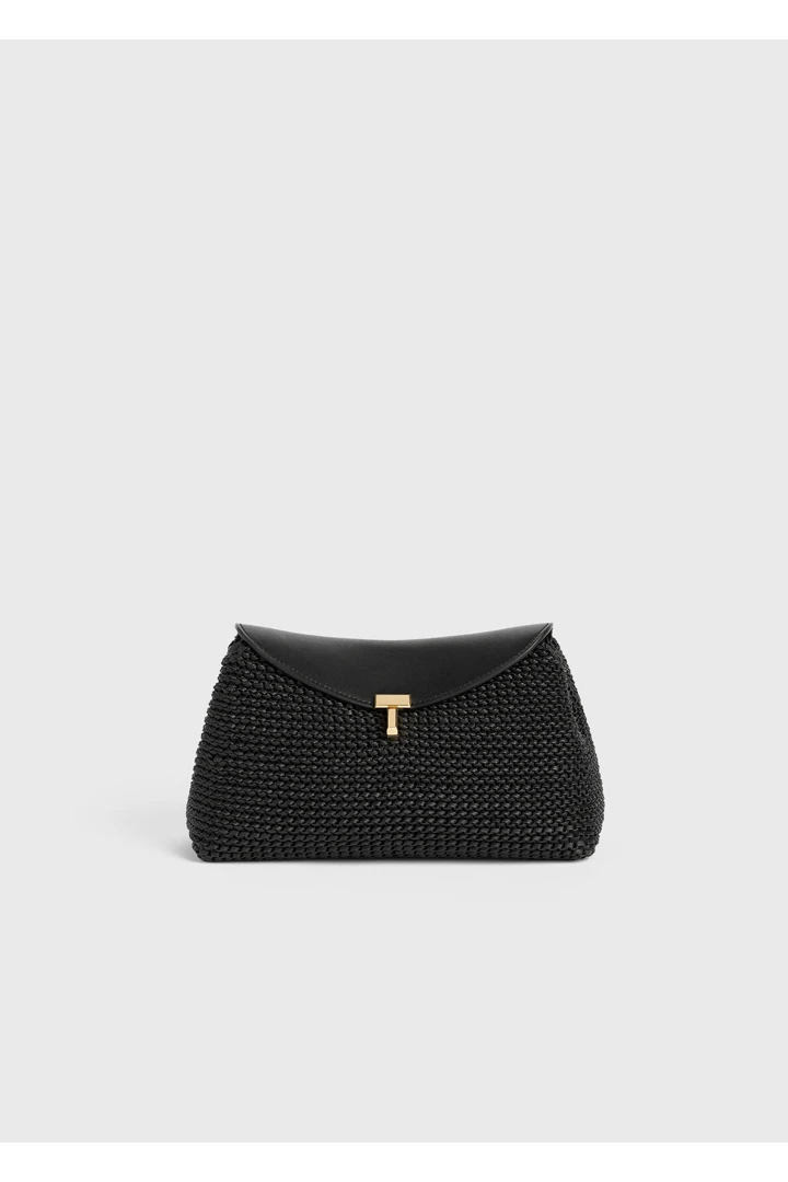 티-락 우븐 레더 클러치 블랙