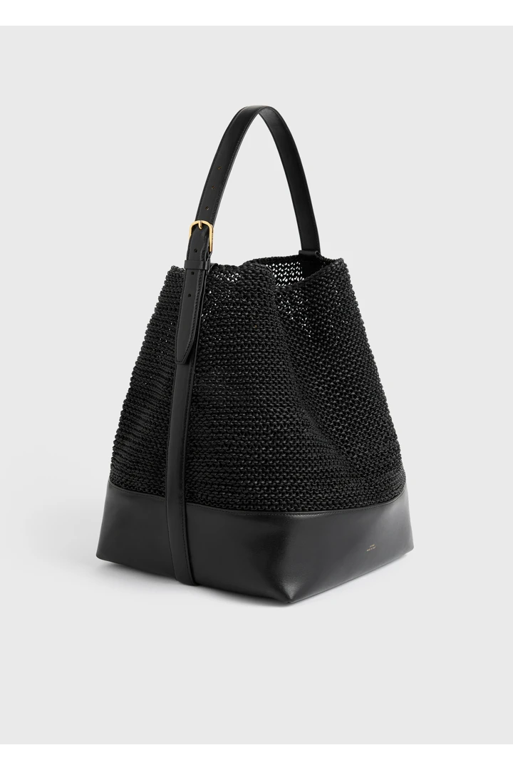 TOTEME 우븐 레더 벨티드 토트백 블랙의 블랙컬러 5번쨰 이미지입니다.