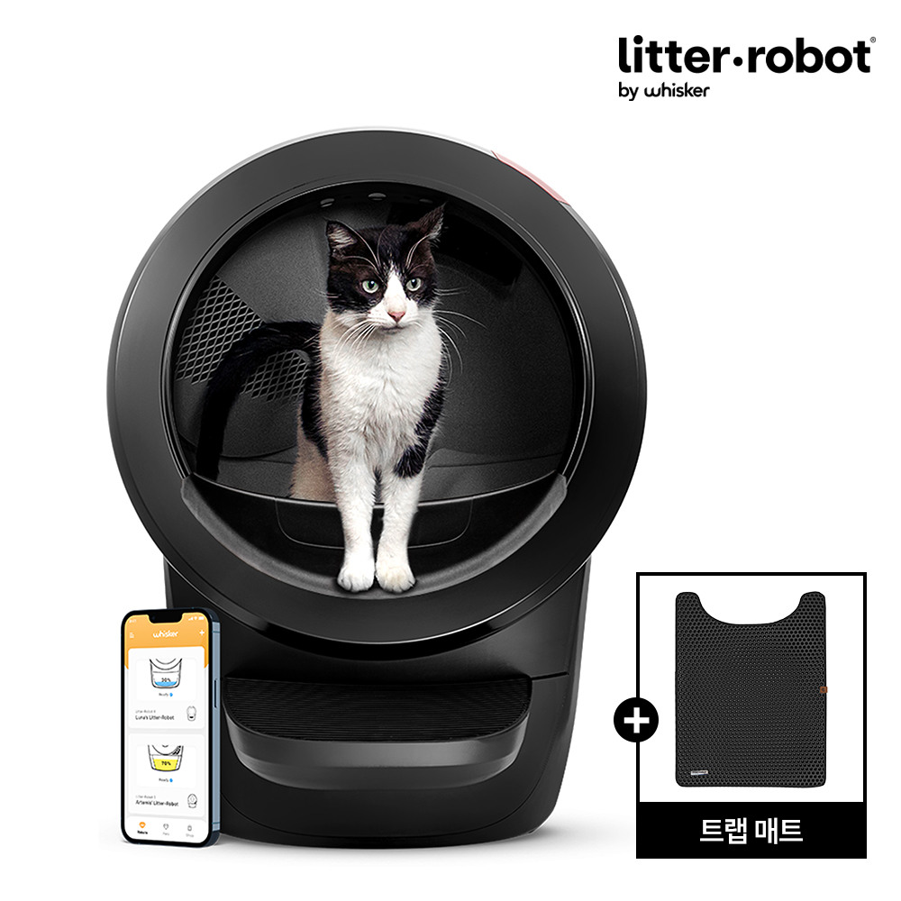 트랩매트패키지 고양이 자동 화장실(블랙) 리터로봇4 + 트랩 매트 SET +할인쿠폰