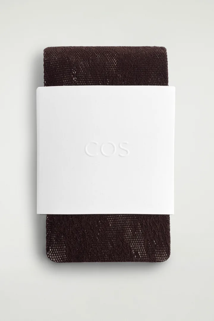 COS default image 3 of 브라운 in 플로럴 자카드 레이스 타이츠