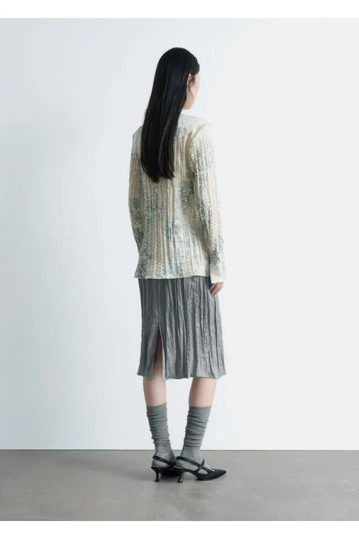 앤아더스토리즈 타이 벨트 크레이프 셔츠의 라이트 그레이 플로럴컬러 ECOMLook입니다.