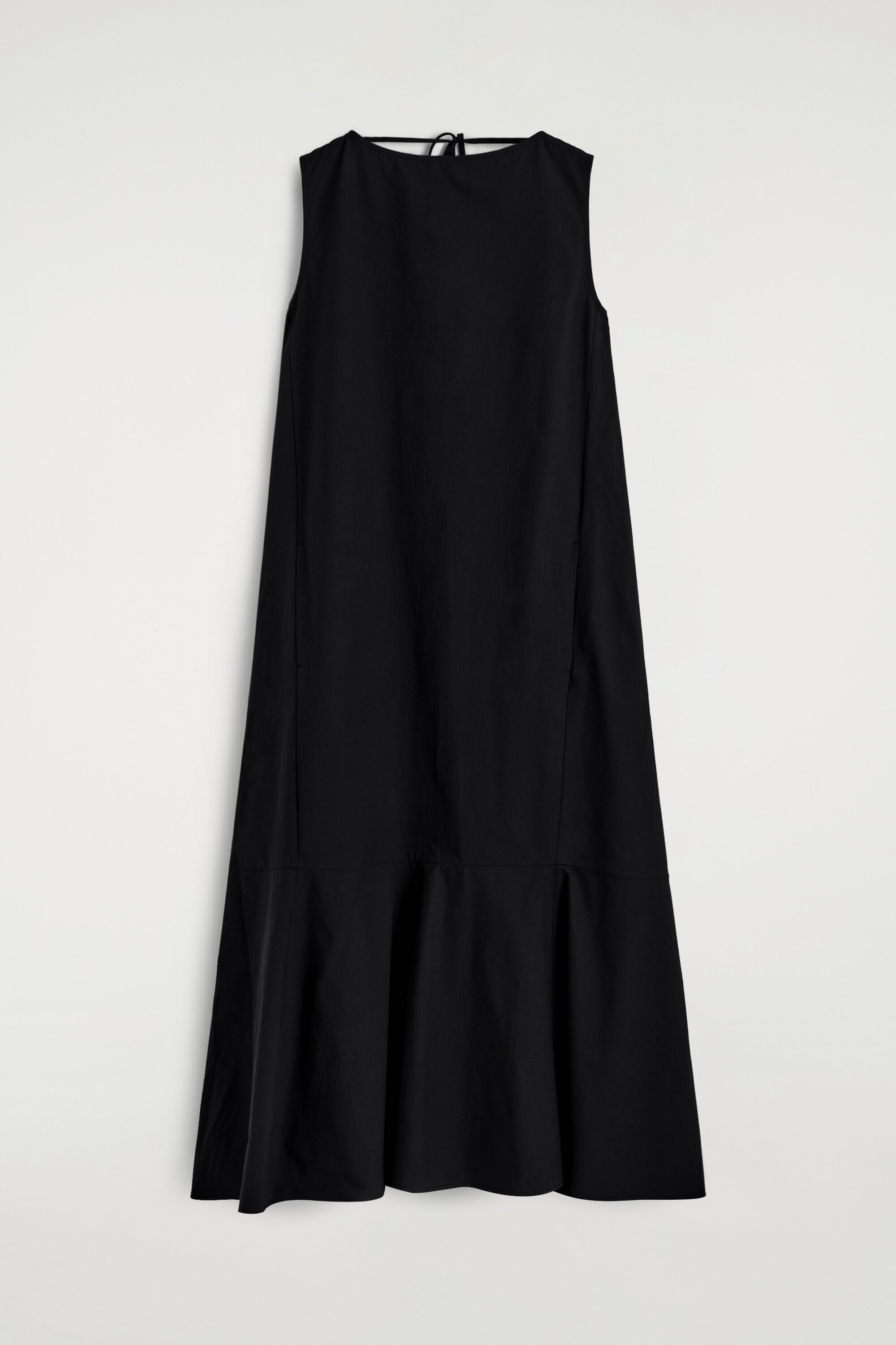 드롭 헴 코튼 미디 드레스