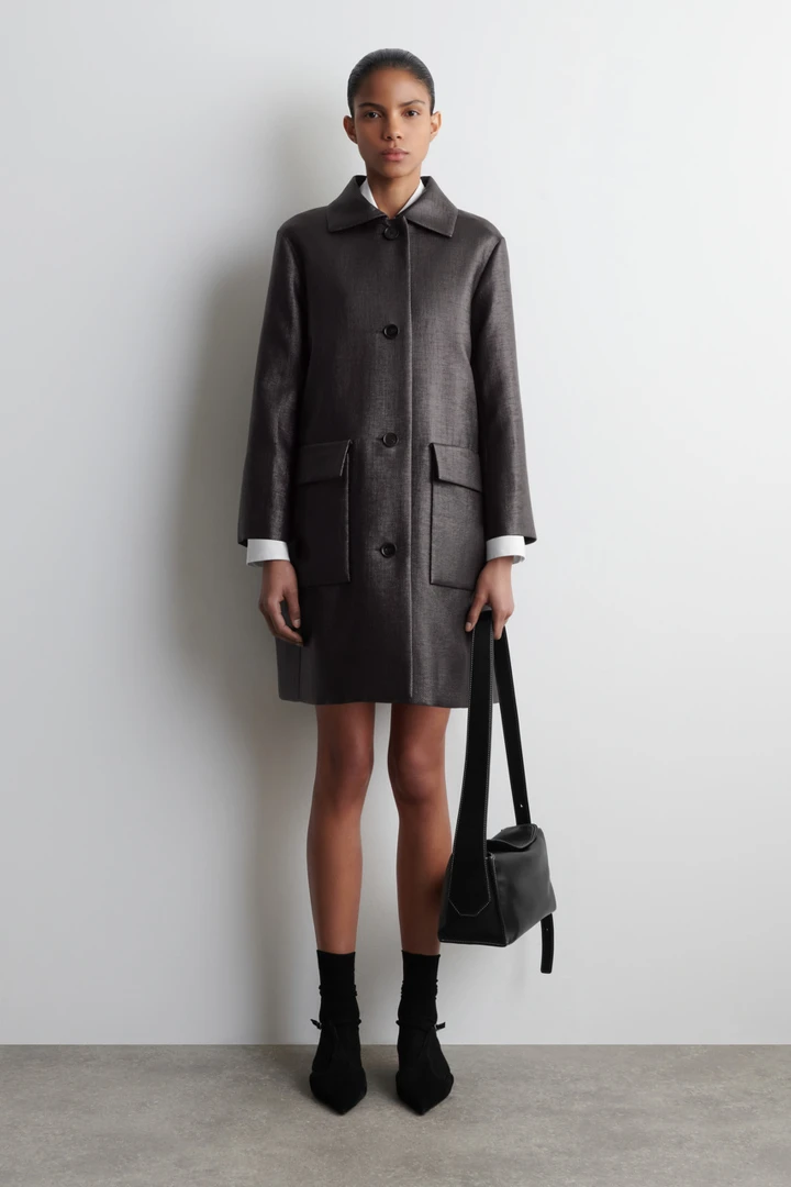 COS default image 1 of 차콜 in 텍스처드 싱글 브레스티드 코트