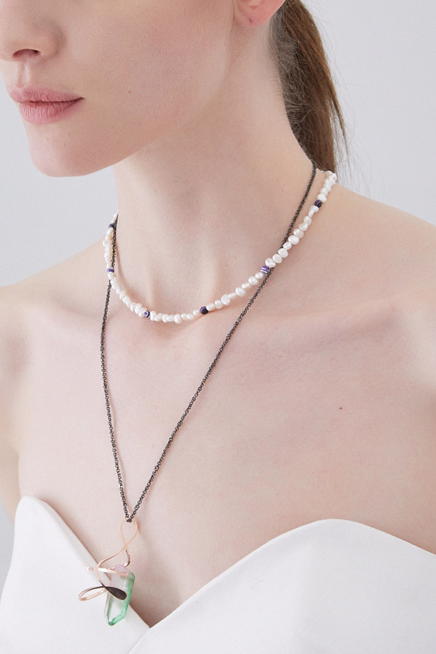 하지나인터내셔널 [현대백화점] [KB국민카드, H.Point PayKB국민카드7%할인~08/26]5mm Tous Les Pearl Necklace - purple edgy