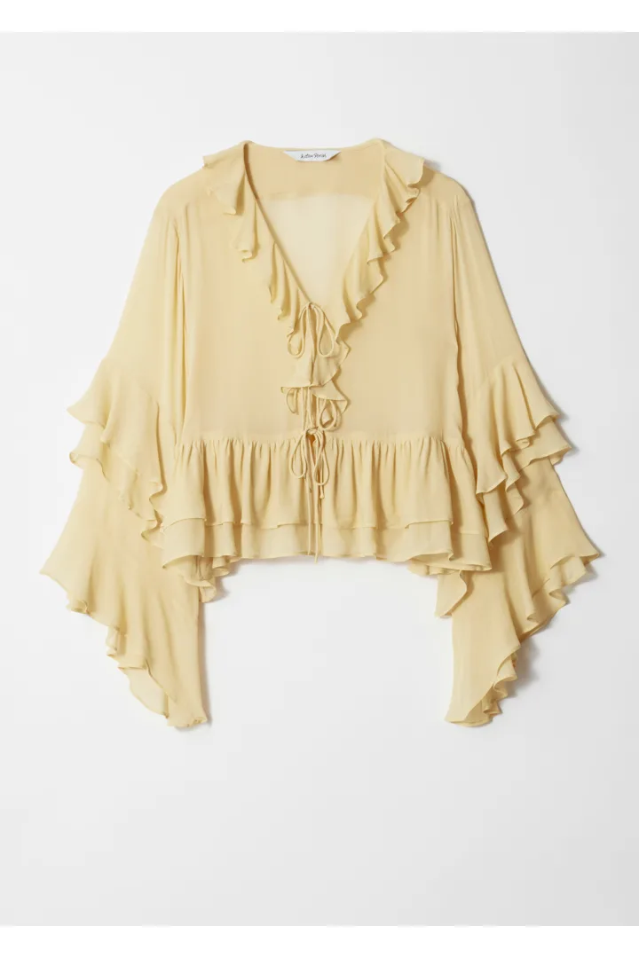 앤아더스토리즈 러플 블라우스의 옐로우컬러 Product입니다.