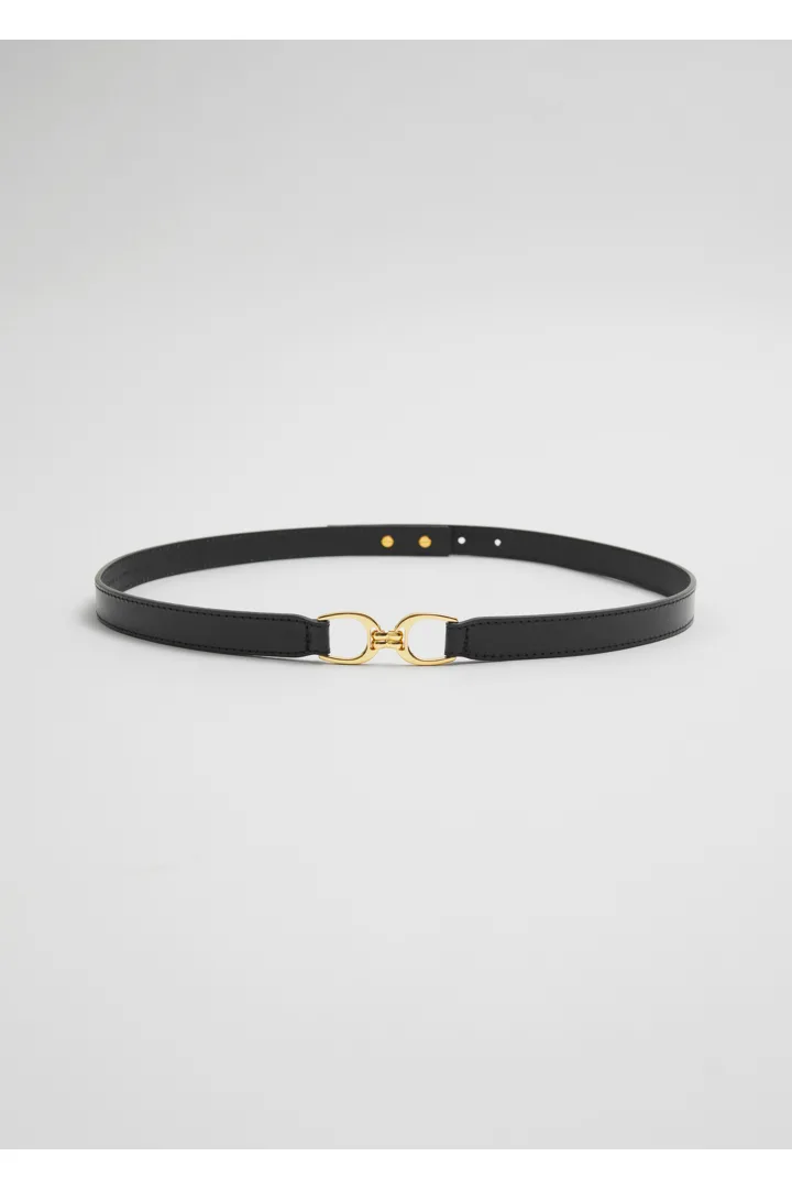 앤아더스토리즈 미드 웨이스트 레더 벨트의 블랙컬러 Product입니다.