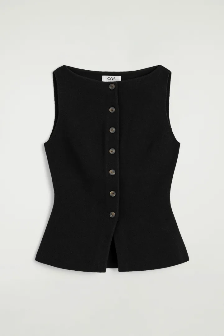 COS default image 3 of 블랙 in 코튼 블렌드 크레이프 웨이스트코트