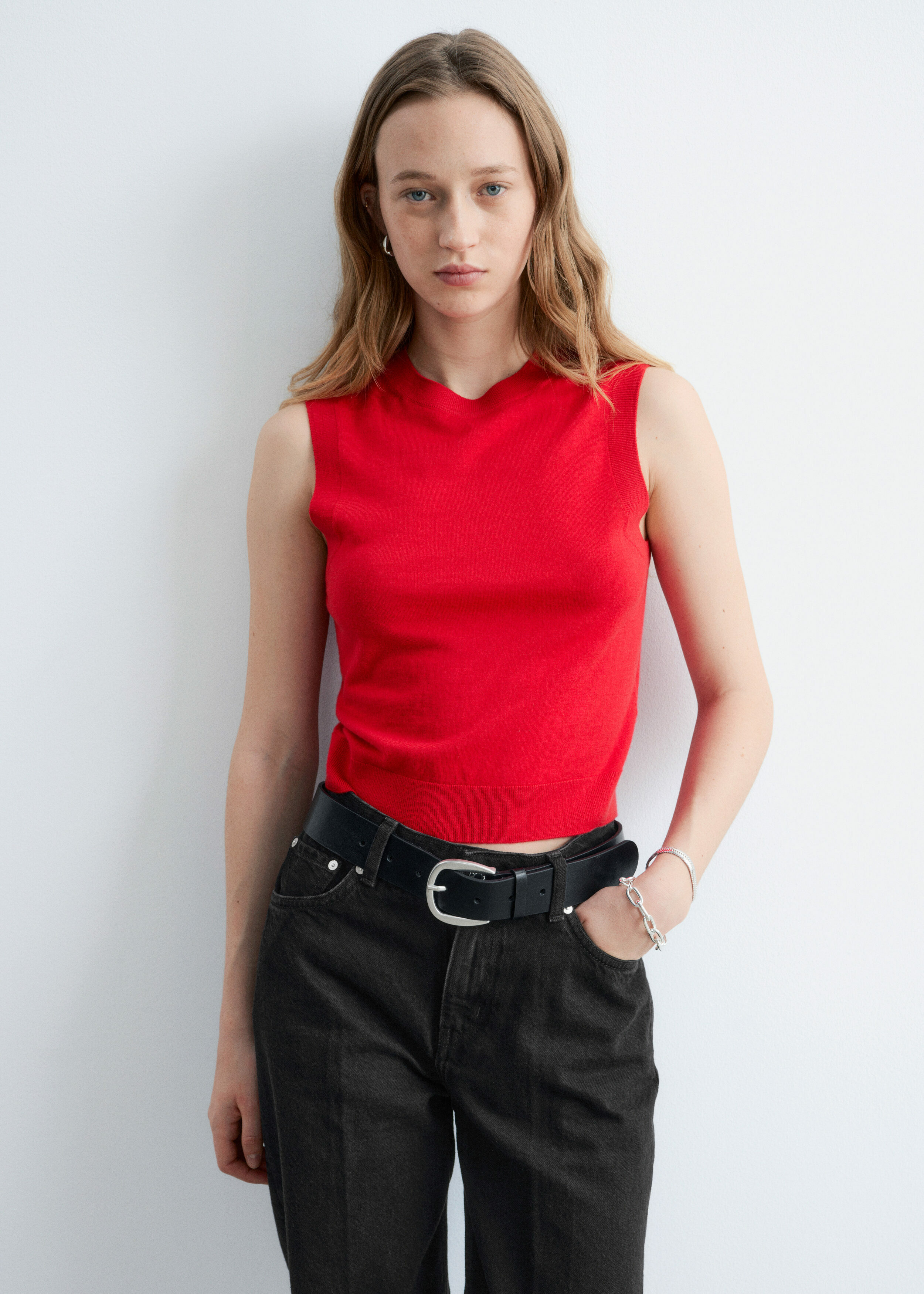 &OS image 5 of 레드 in 캐시미어 스웨터 베스트