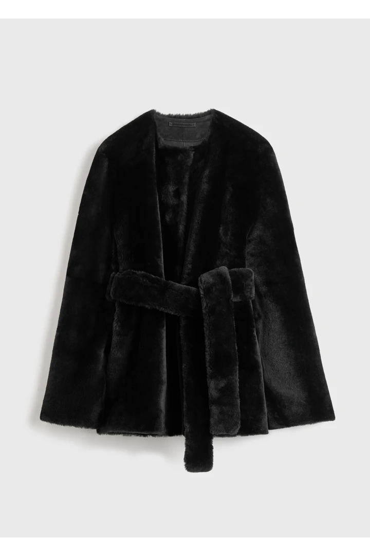 플러시 시어링 재킷 블랙