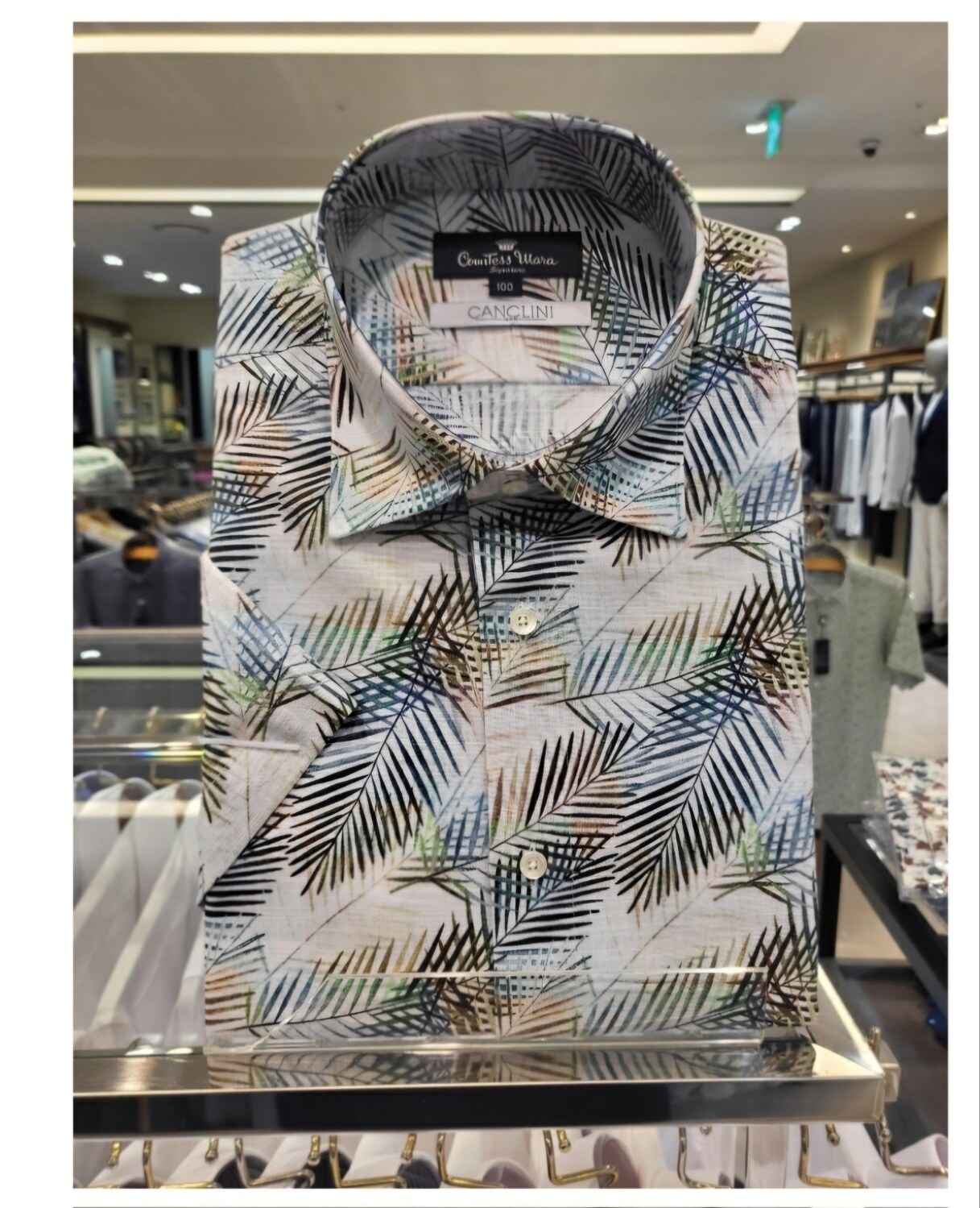 [현대백화점] (양말증정)24년 신상품 강끌리니 면100구김없는 프린팅 중슬림 반팔 셔츠CDS2C41009E0 +할인쿠폰