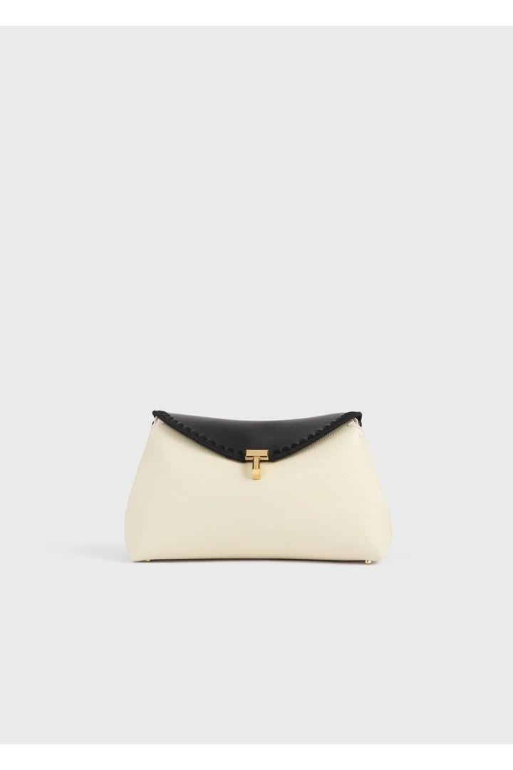 티-락 엠브로이더드 레더 클러치 블랙/밀크