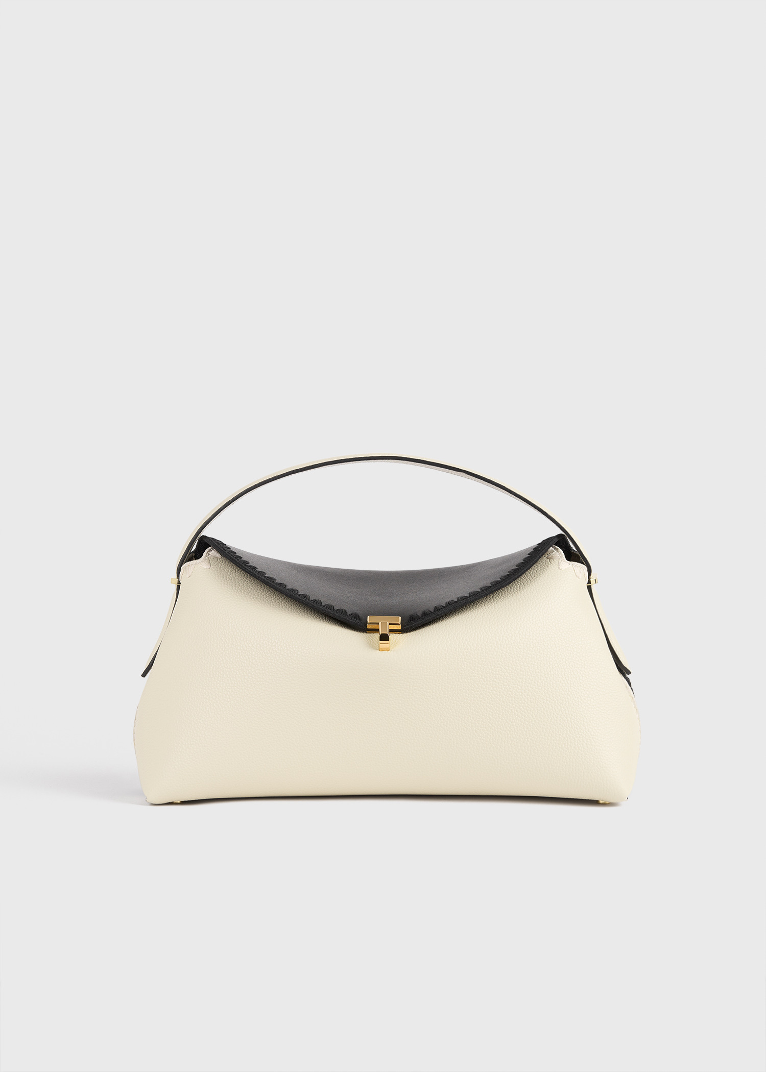 TOTEME 티-락 엠브로이더드 레더 탑 핸들 블랙/밀크의 블랙/밀크컬러 0번쨰 이미지입니다.