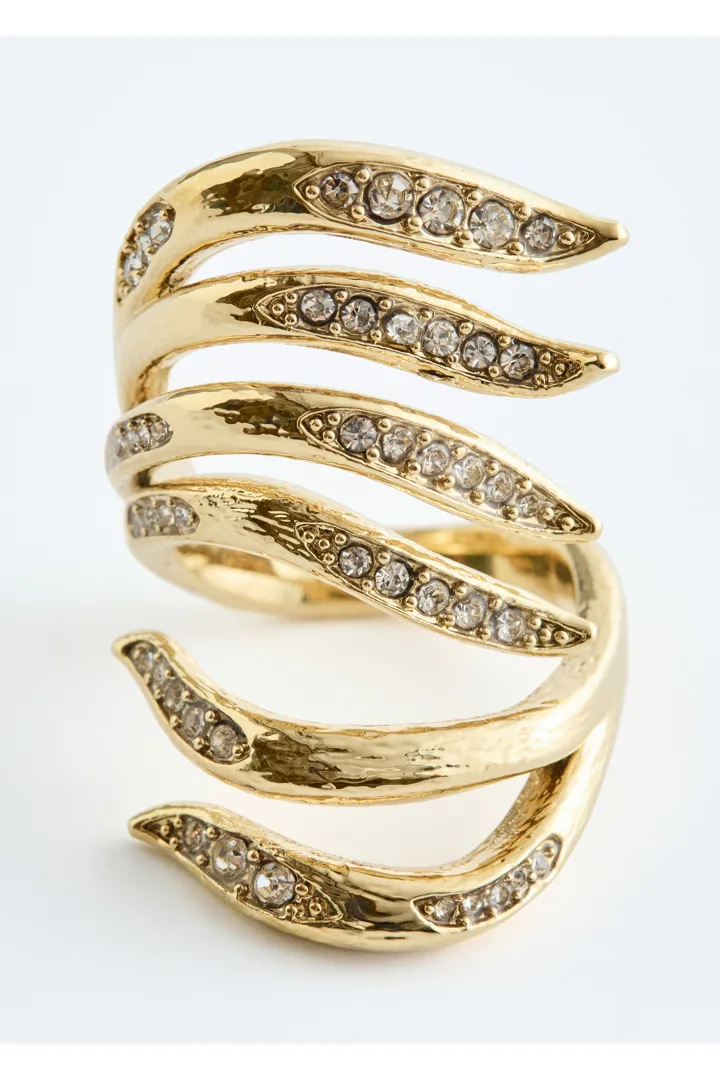 앤아더스토리즈 멀티 와이어 크리스탈 링의 골드컬러 Product입니다.