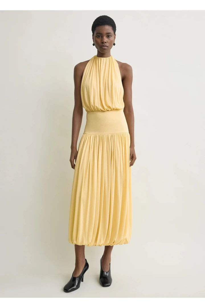 TOTEME default image 20 of 골드 in 소프트 게더드 드레스 샴페인