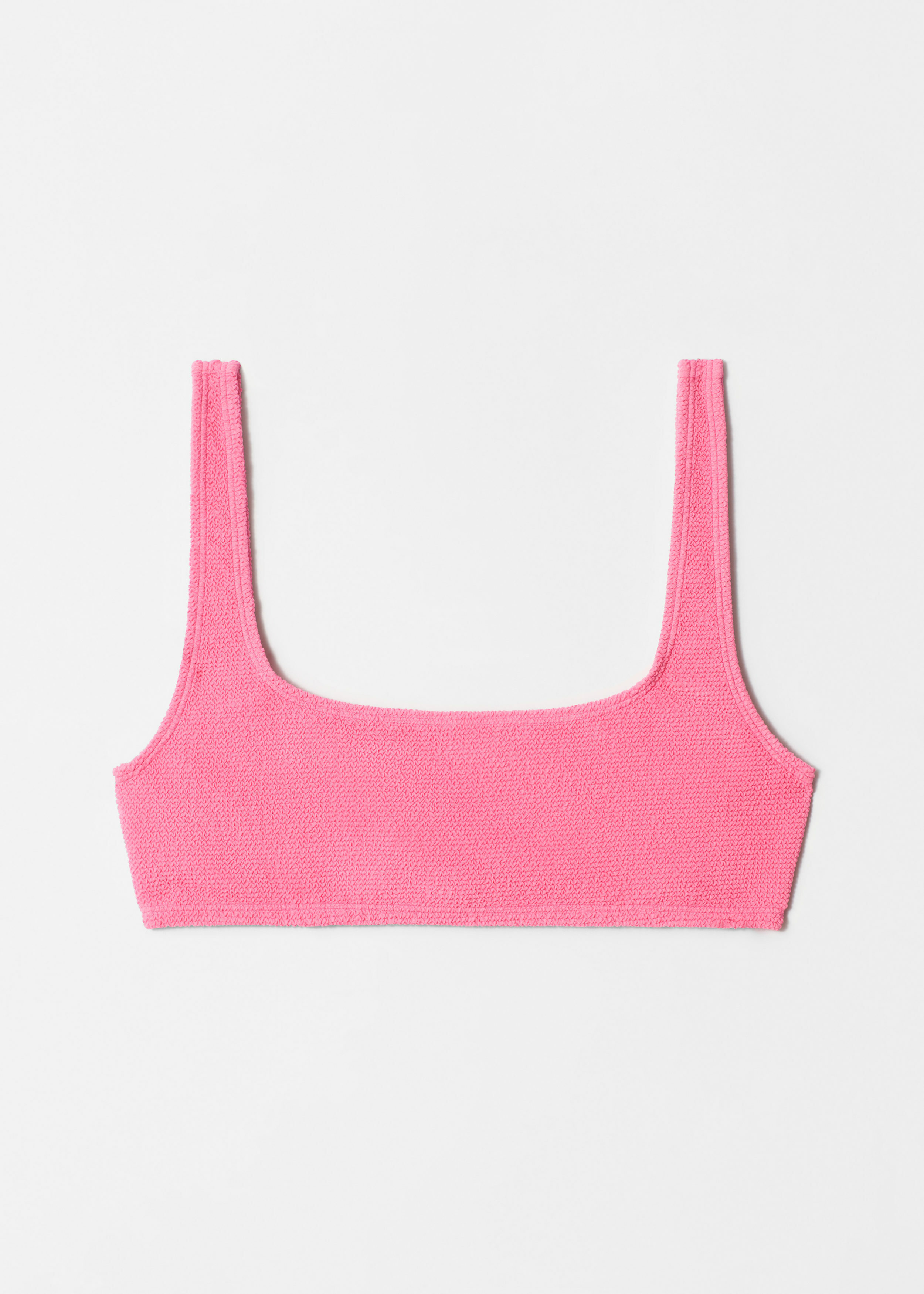 앤아더스토리즈 텍스처드 스퀘어 넥 비키니 탑의 핑크컬러 Product입니다.