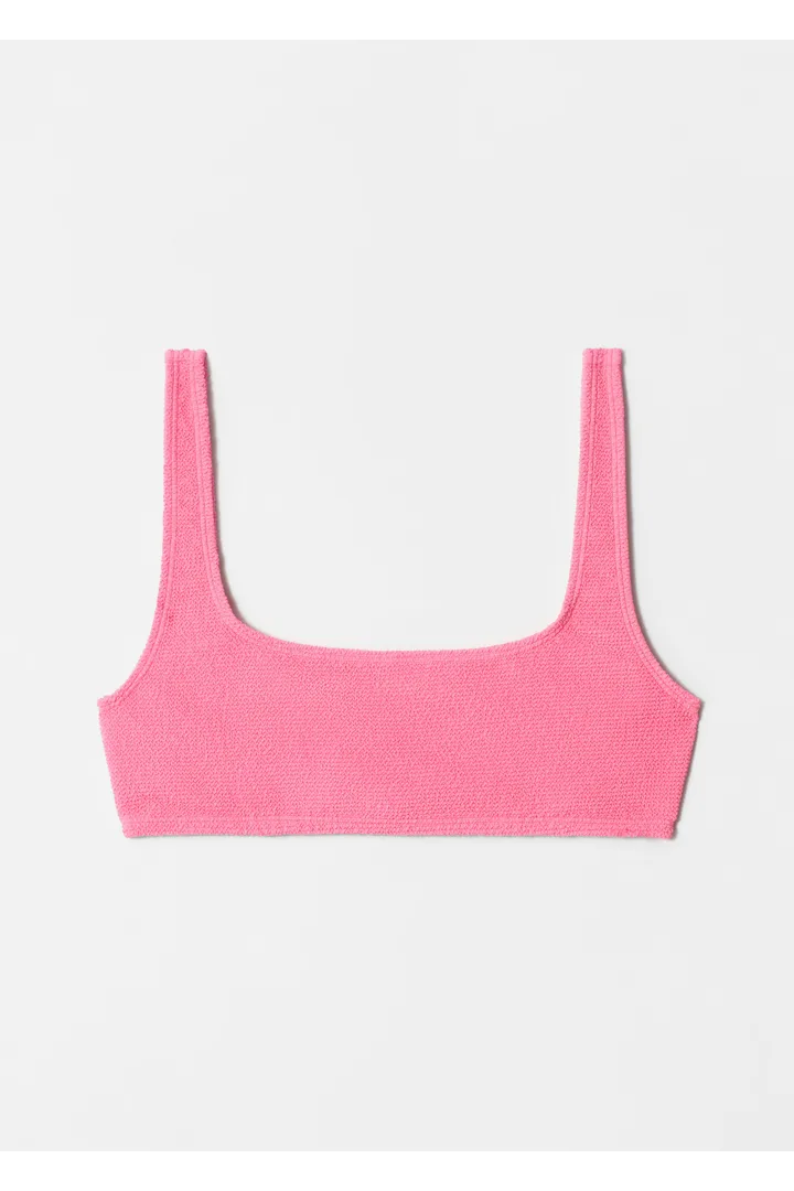 앤아더스토리즈 텍스처드 스퀘어 넥 비키니 탑의 핑크컬러 Product입니다.