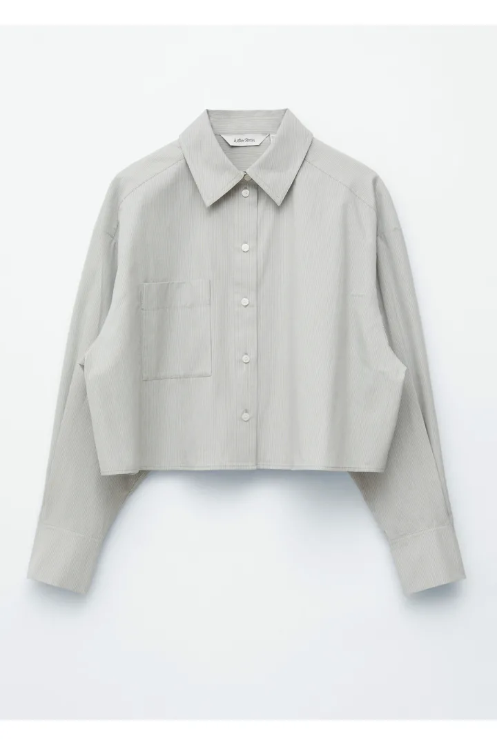 &OS image Style With default 1 of null in 크롭 오버사이즈 코튼 셔츠