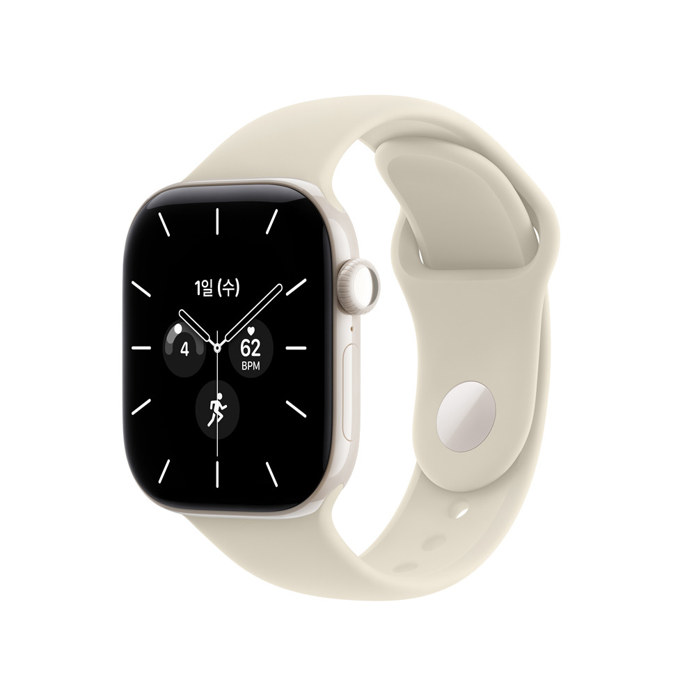 [현대백화점] Apple Watch Series 12 GPS + Cellular 42mm 펄 화이트 세라믹 케이스와 샌드 스포츠 밴드 - M/L MJGX4KH/A