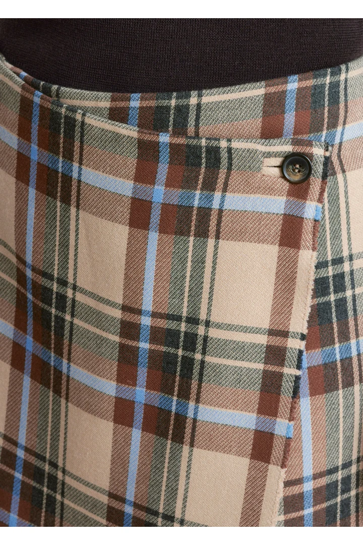 앤아더스토리즈 니 렝스 타탄 랩 스커트의 베이지-타탄컬러 ECOMLook입니다.