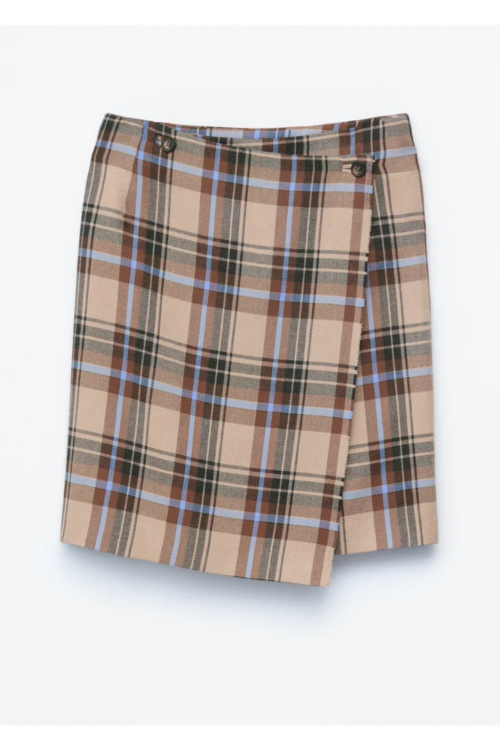 &OS image Style With default 0 of null in 니 렝스 타탄 랩 스커트