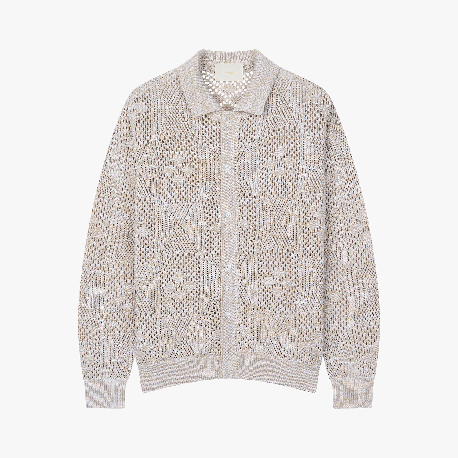 Regular Fit Textured Cotton Cardigan (Beige) 상품 이미지